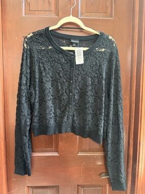 torrid Black Lace Button-Down Cardigan